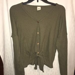Green Waffle Tied shirt